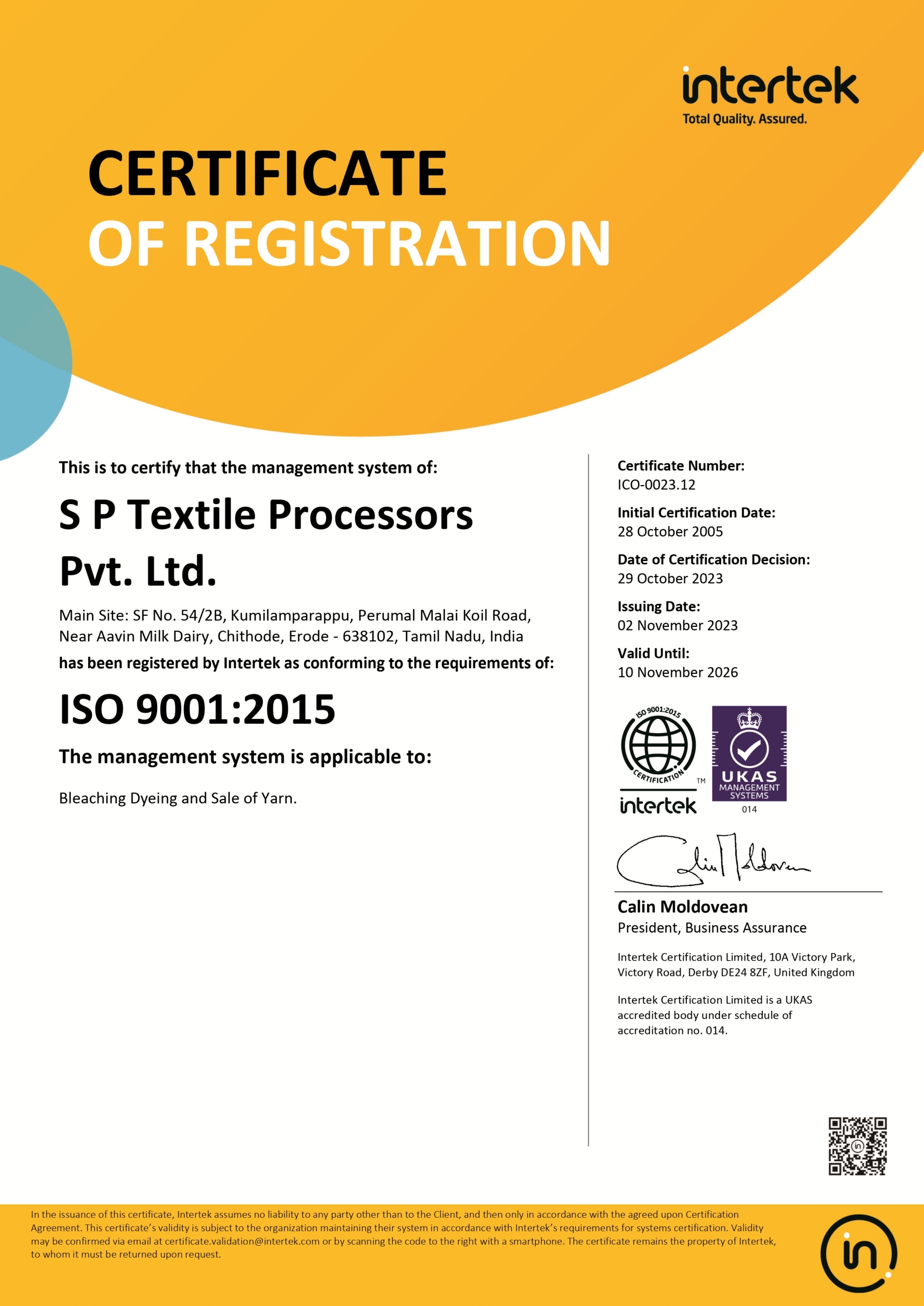ISO 9001 Certificate